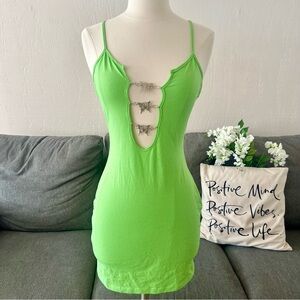 Lime Green Butterfly Mini Dress